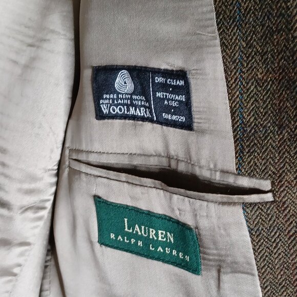 Ralph Lauren Lambs Wool Blazer Mens 42R Brown Single Breasted Made in Canada - Picture 12 of 12